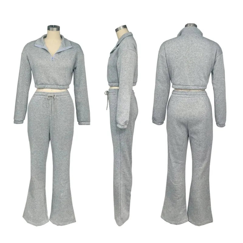 Solid Casual Tracksuits Set Women Two Piece Set Sporty Long Sleeve Sweatshirt Top and Sweatpants Joggers Workout Sweatsuits