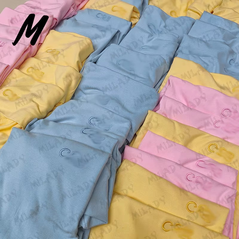 Women'S Custom Logo Short Sleeve T-Shirt Flared Hem Pants Two-Piece Set Regular Fit Sports Casual Spring/Summer Spandex/Cotton