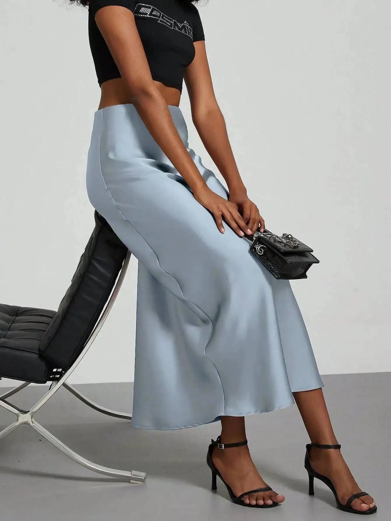 28 Colors New 2026 Women'S Elegant High Waist Satin Long Skirts Female Summer Solid Color Faldas Fashion Women Skirts KBA3