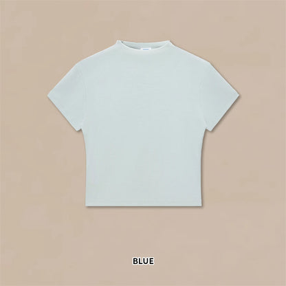 JMD New 2026 Summer Women 210Gsm Mockneck T Shirt Hotsweet Girls Lady Solid Bottoming Shirt Basic T-Shirts Tees QH0026