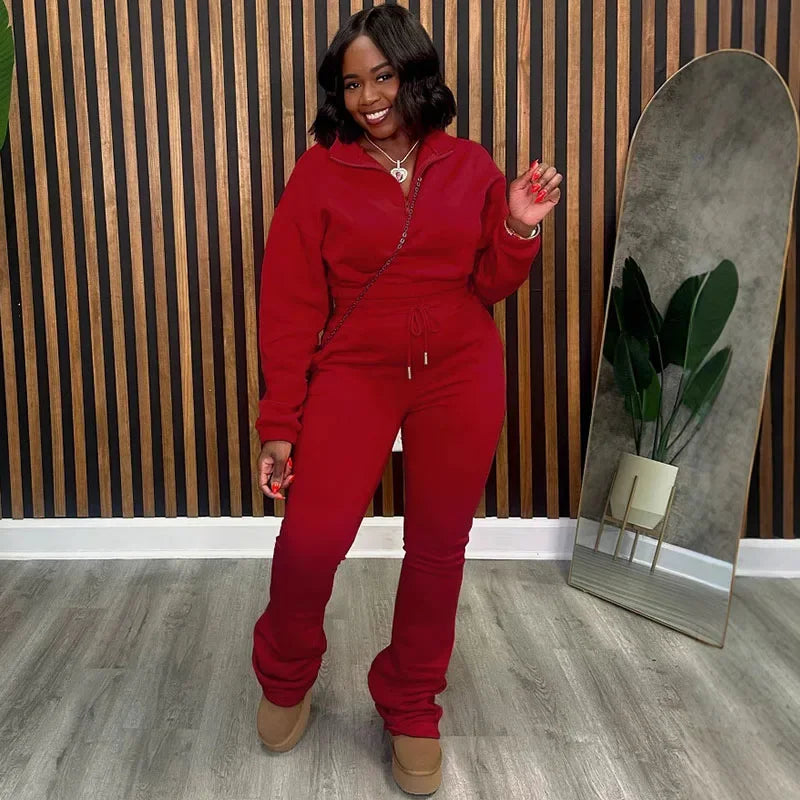 Solid Casual Tracksuits Set Women Two Piece Set Sporty Long Sleeve Sweatshirt Top and Sweatpants Joggers Workout Sweatsuits