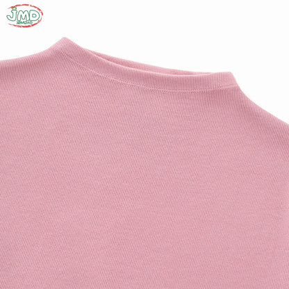 JMD New 2026 Summer Women 210Gsm Mockneck T Shirt Hotsweet Girls Lady Solid Bottoming Shirt Basic T-Shirts Tees QH0026