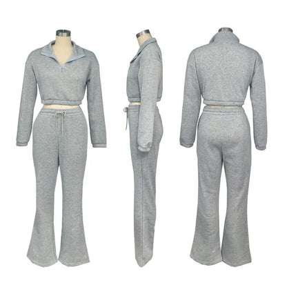 Solid Casual Tracksuits Set Women Two Piece Set Sporty Long Sleeve Sweatshirt Top and Sweatpants Joggers Workout Sweatsuits