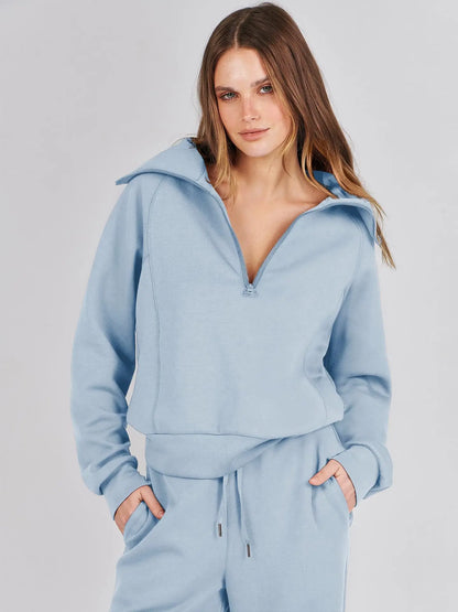 2025 Autumn/Winter Casual 2-Piece Set Long Sleeve Sweatshirt Bell Bottoms Sports Suit Zippered Tracksuit Amazon Style