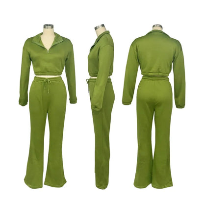 Solid Casual Tracksuits Set Women Two Piece Set Sporty Long Sleeve Sweatshirt Top and Sweatpants Joggers Workout Sweatsuits