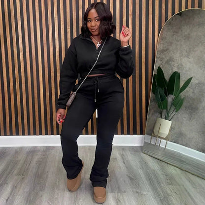 Solid Casual Tracksuits Set Women Two Piece Set Sporty Long Sleeve Sweatshirt Top and Sweatpants Joggers Workout Sweatsuits